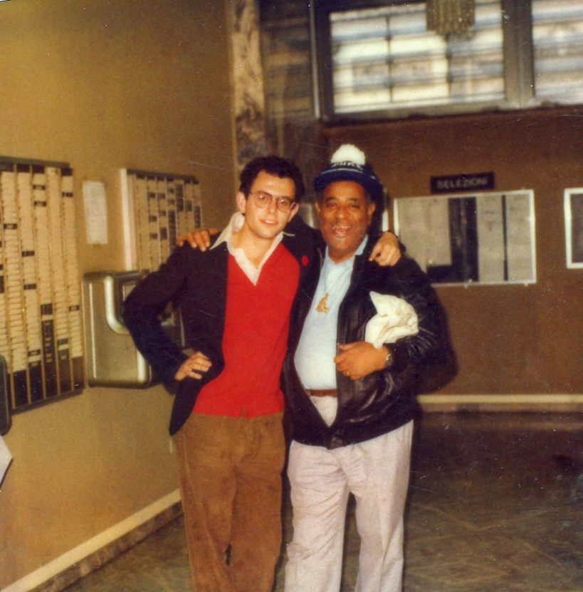 Francesco Crosara with Dizzy Gillespie, Turin, 1981