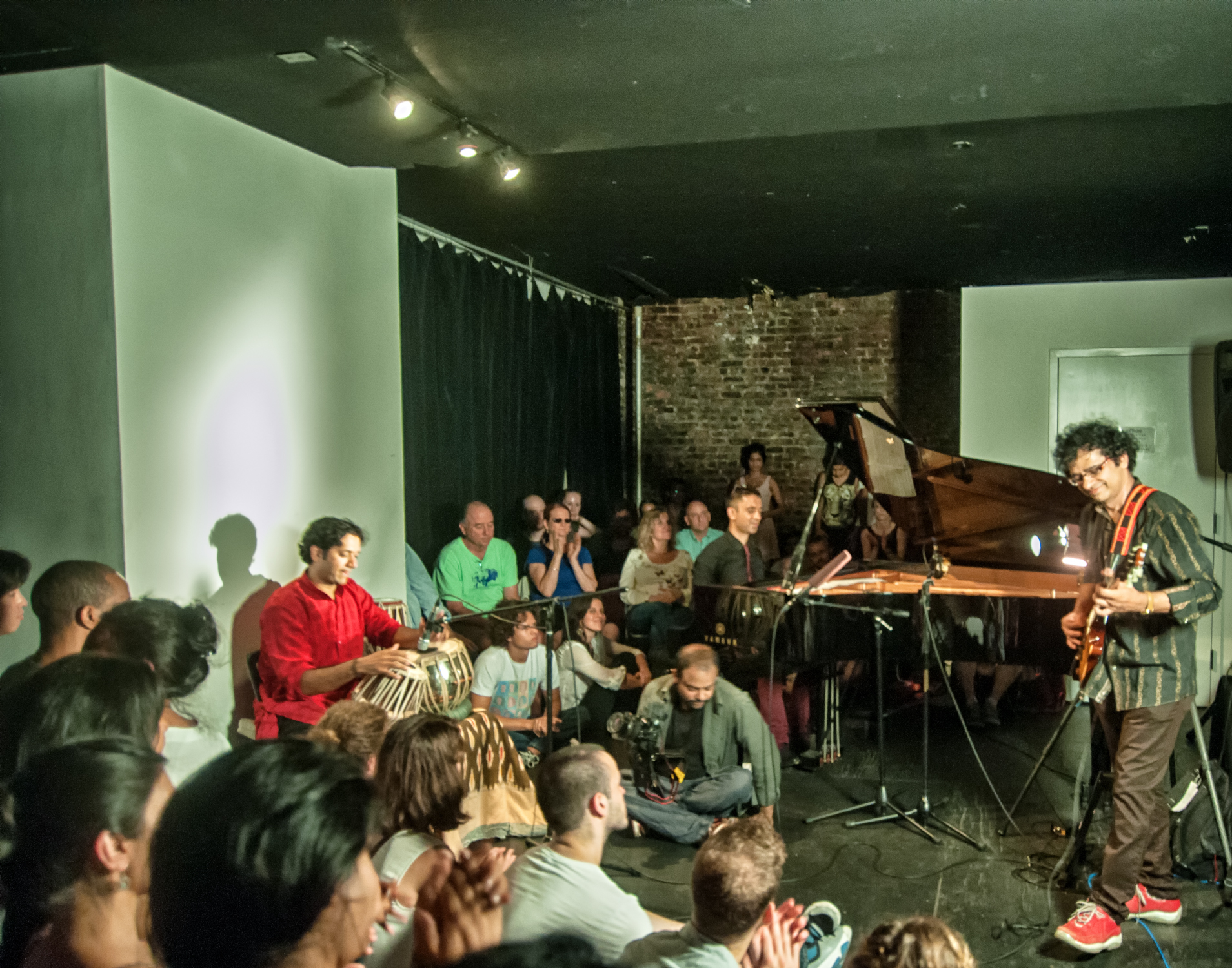 Nitin mitta, vijay iyer and prasana with tirtha at the stone