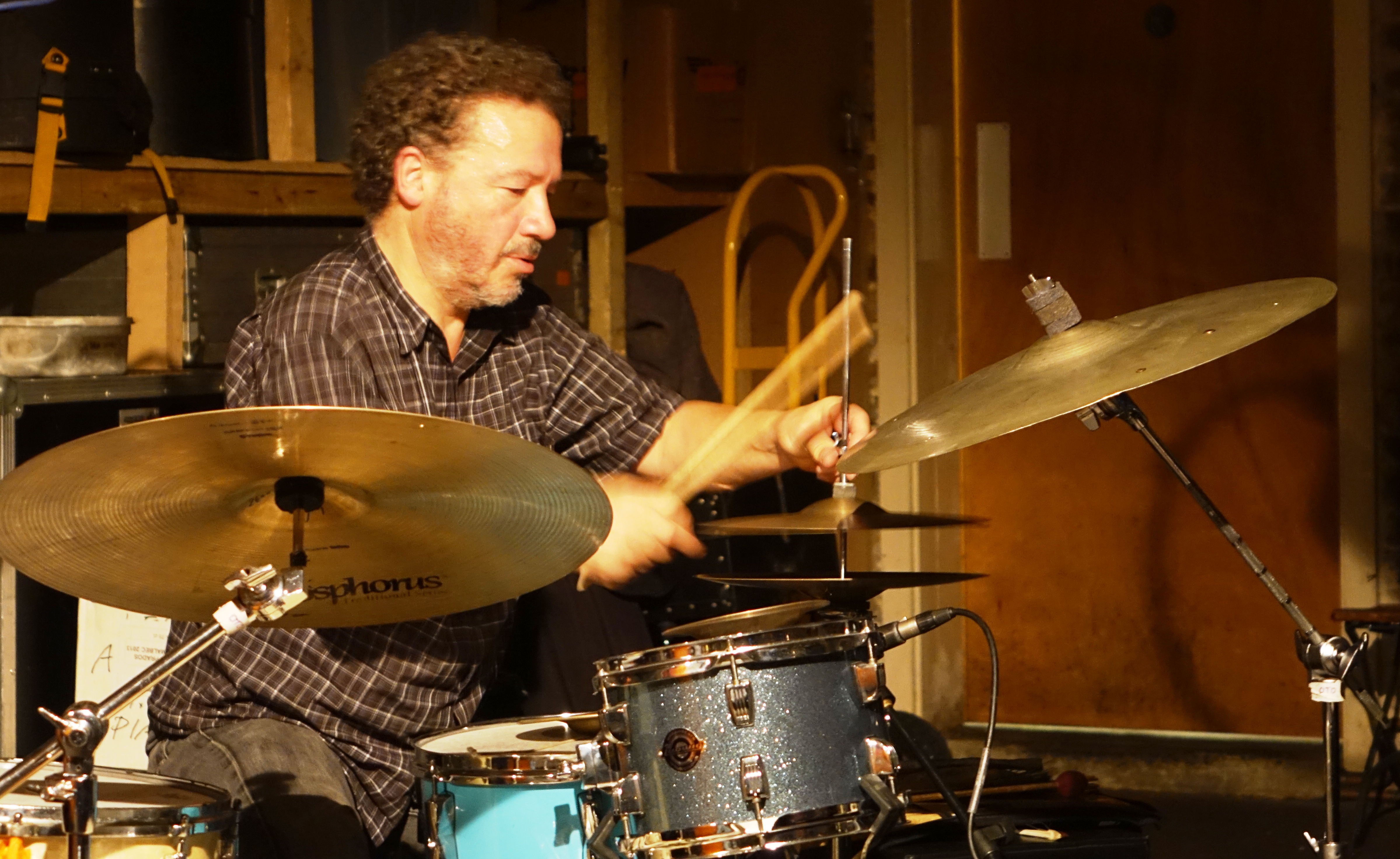 Mark Sanders at Cafe Oto, London in October 2018