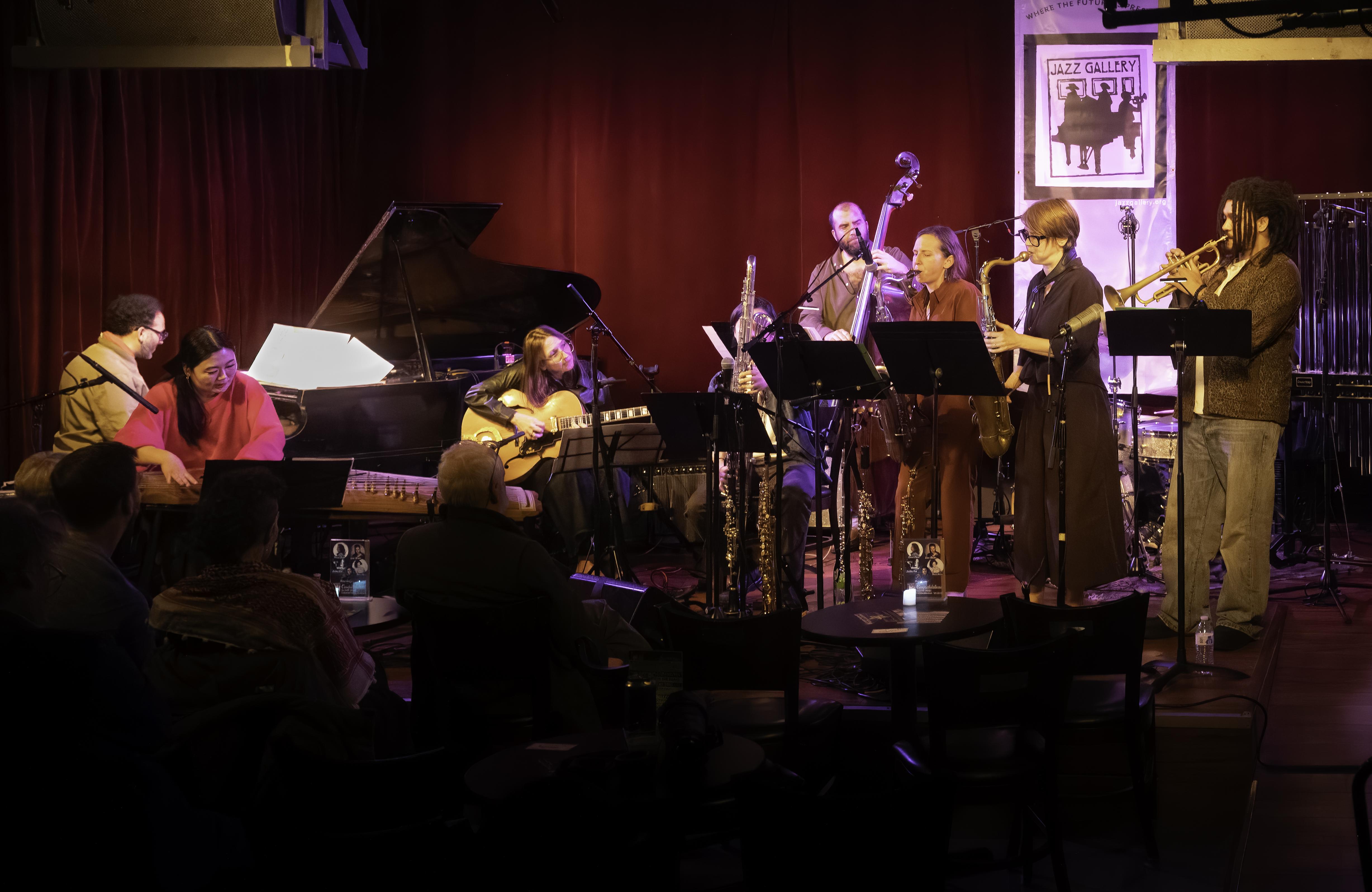 David Virelles, Doyeon Kim, Mary Halvorson, Chris Tordini, Yuma Uesaka, Anna Webber, Ingrid Laubrock, Ches Smith, and Ryan Easter With the Anna Webber Nonet at the NYC Jazz Gallery