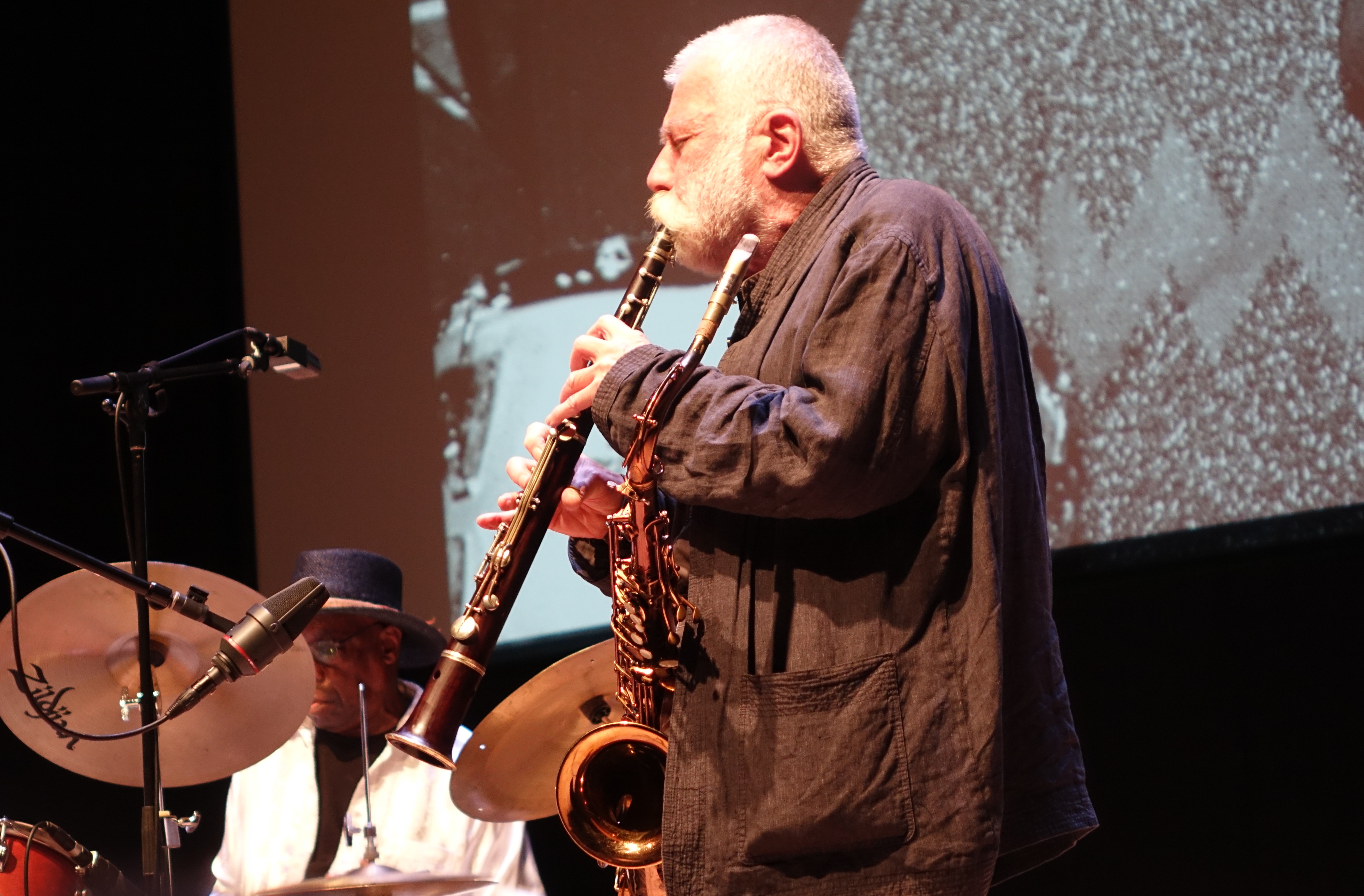 Andrew Cyrille and Peter Brotzmann at the Vision Festival in Roulette, Brooklyn in June 2019