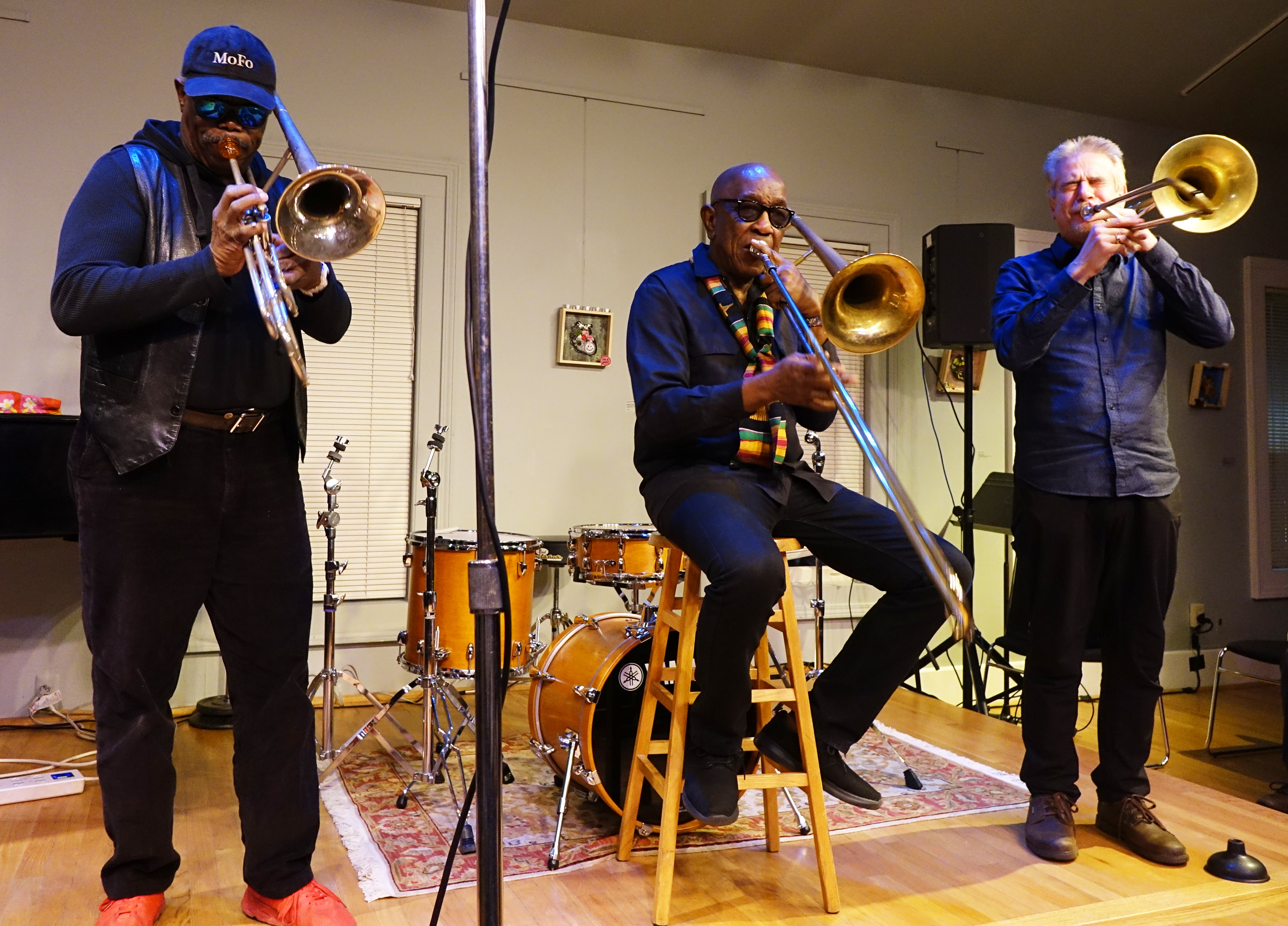 Joe McPhee, Dick Griffin, and Steve Swell at Edgefest 2017, October 18, Ann Arbor, Michigan