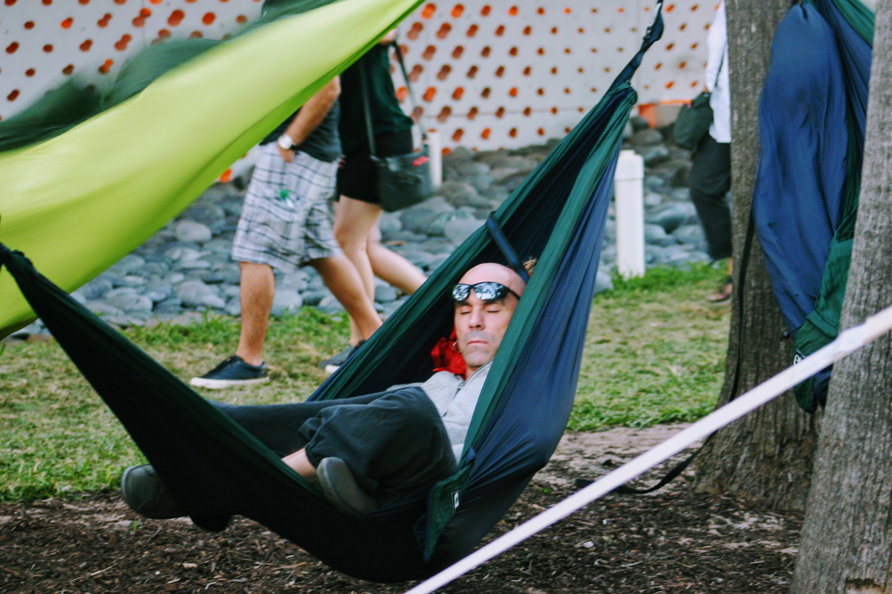 Bokante percussionist Andre Ferrari finds a hammock