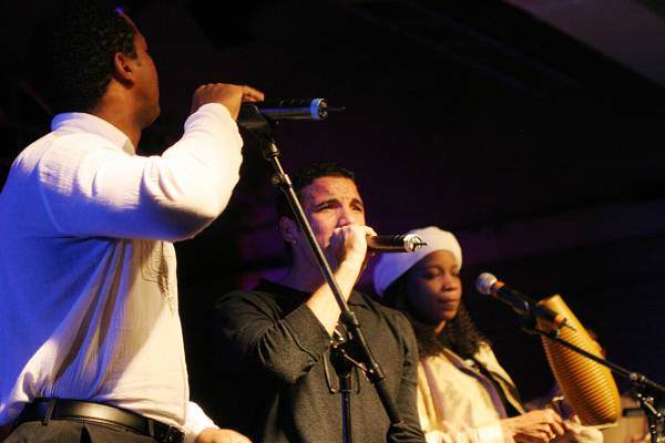 Michel Valdez, Roberto Pulido and Ondina Duany with "Batambo"at the Kilimandjaro Festival, Thonon-Les-Bains, France, 2005
