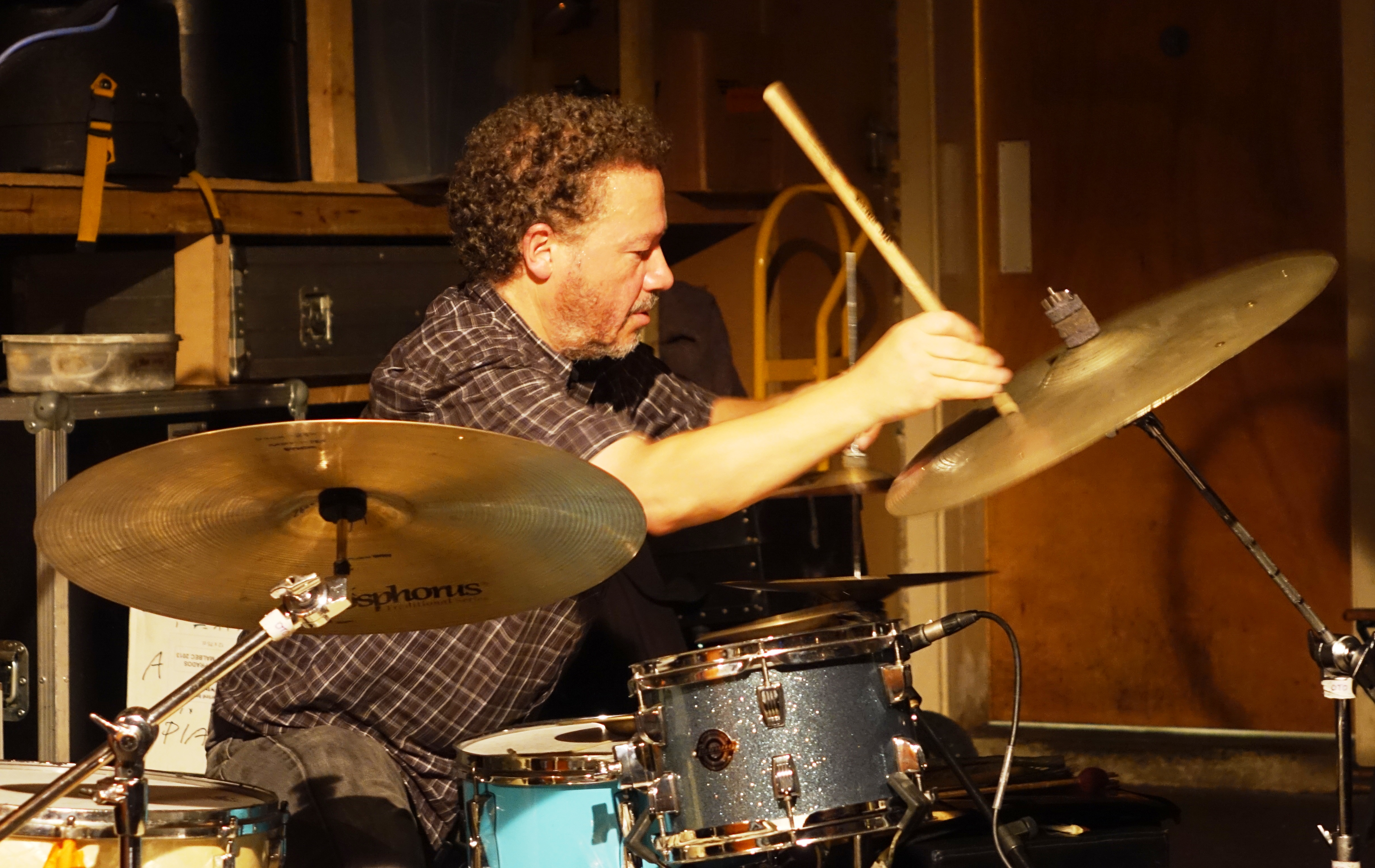 Mark Sanders at Cafe Oto, London in October 2018