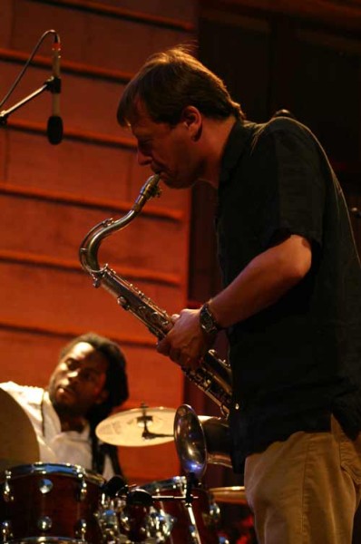 Chris Potter and Nate Smith with "Chris Potter Underground Group" at the Cour de L'Hotel de Ville de , Jazz Estival, Geneva, Swi