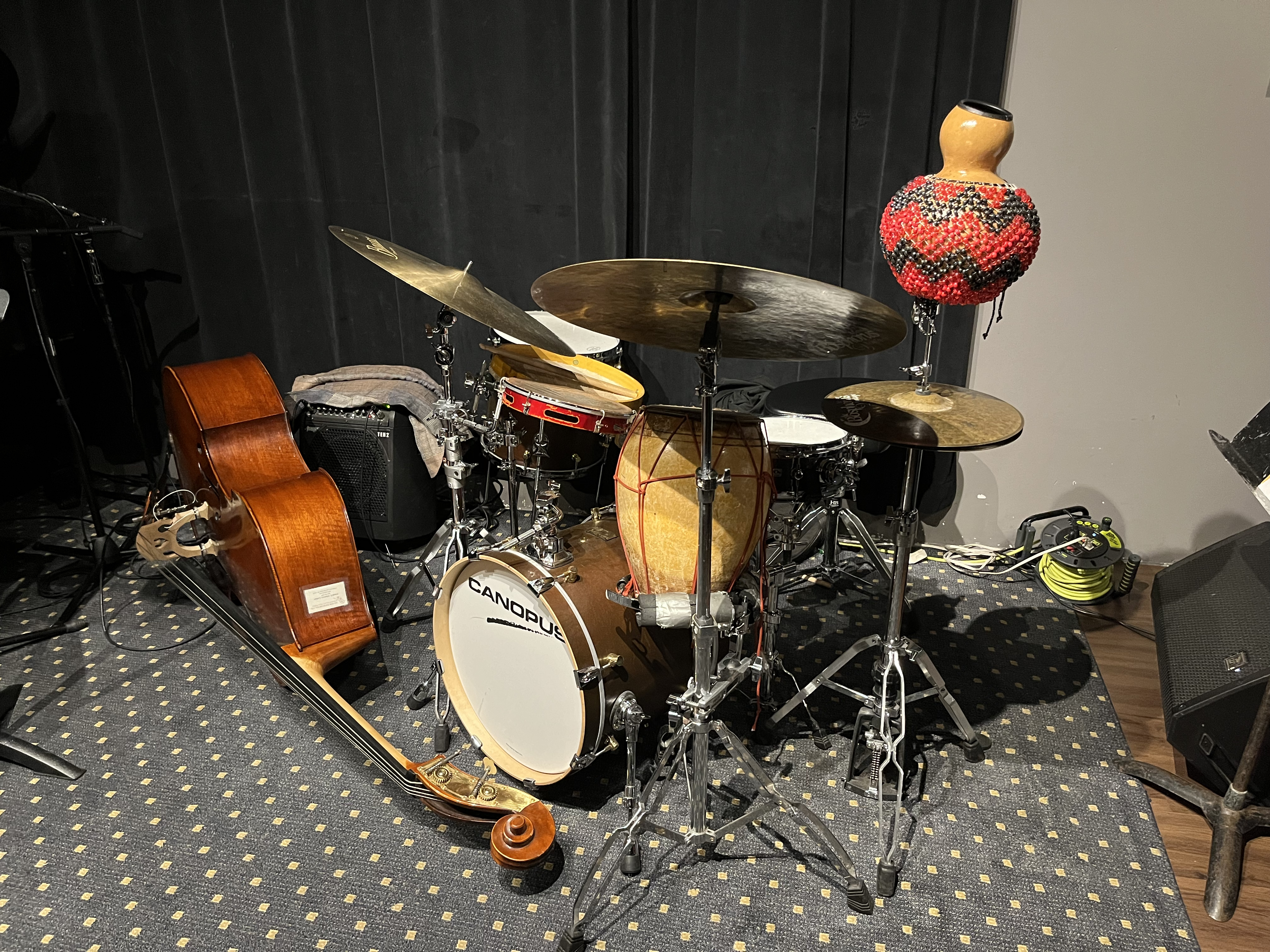 Franco Pina's drum setup with Camille Bertault Quintet