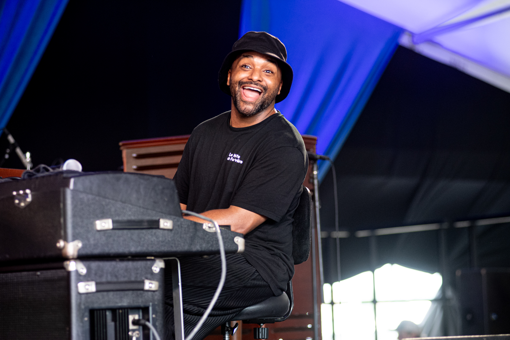 Sullivan Fortner Trio at the 2026 Newport Jazz Festival — jazz photo by Richard Conde | All About Jazz
