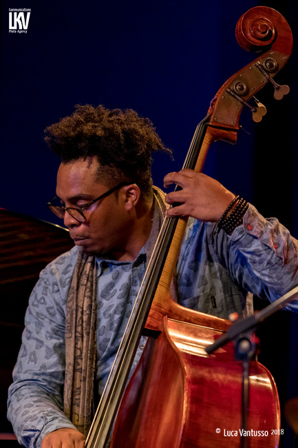 Blue Note Milano 28.10.18 Jeremy Pelt Quartet on stage with Victor Gould on piano, Rashaan Carter on bass and Allan Mednard on drums. © Luca Vantusso for LKV Photo Agency