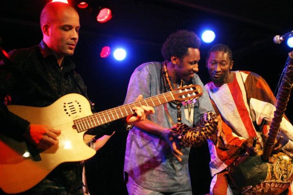 Jeremy Tordjman, Kara and Laou Kayate with "Kara" at the Sud Des Alpes, Amr, Geneva, Switzerland, March 2006