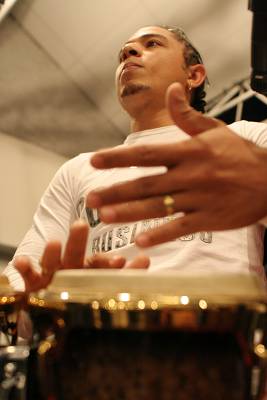 Leonel Guerra with "Batambo" 'S Soundcheck at the Kilimandjaro Festival, Thonon-Les-Bains, France, 2005