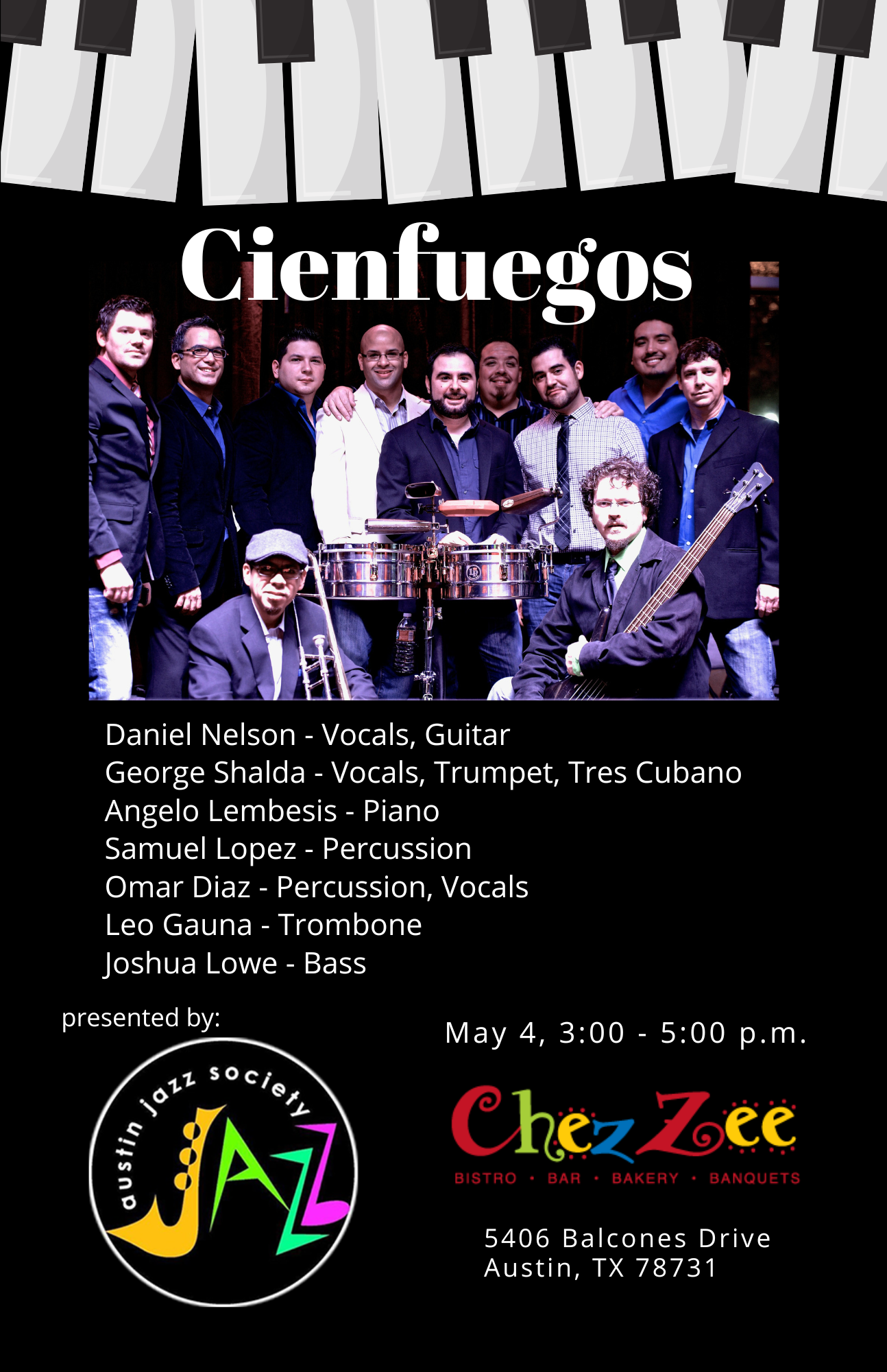 Austin Jazz Society's Sunday Afternoon Jazz Featuring Cienfuegos