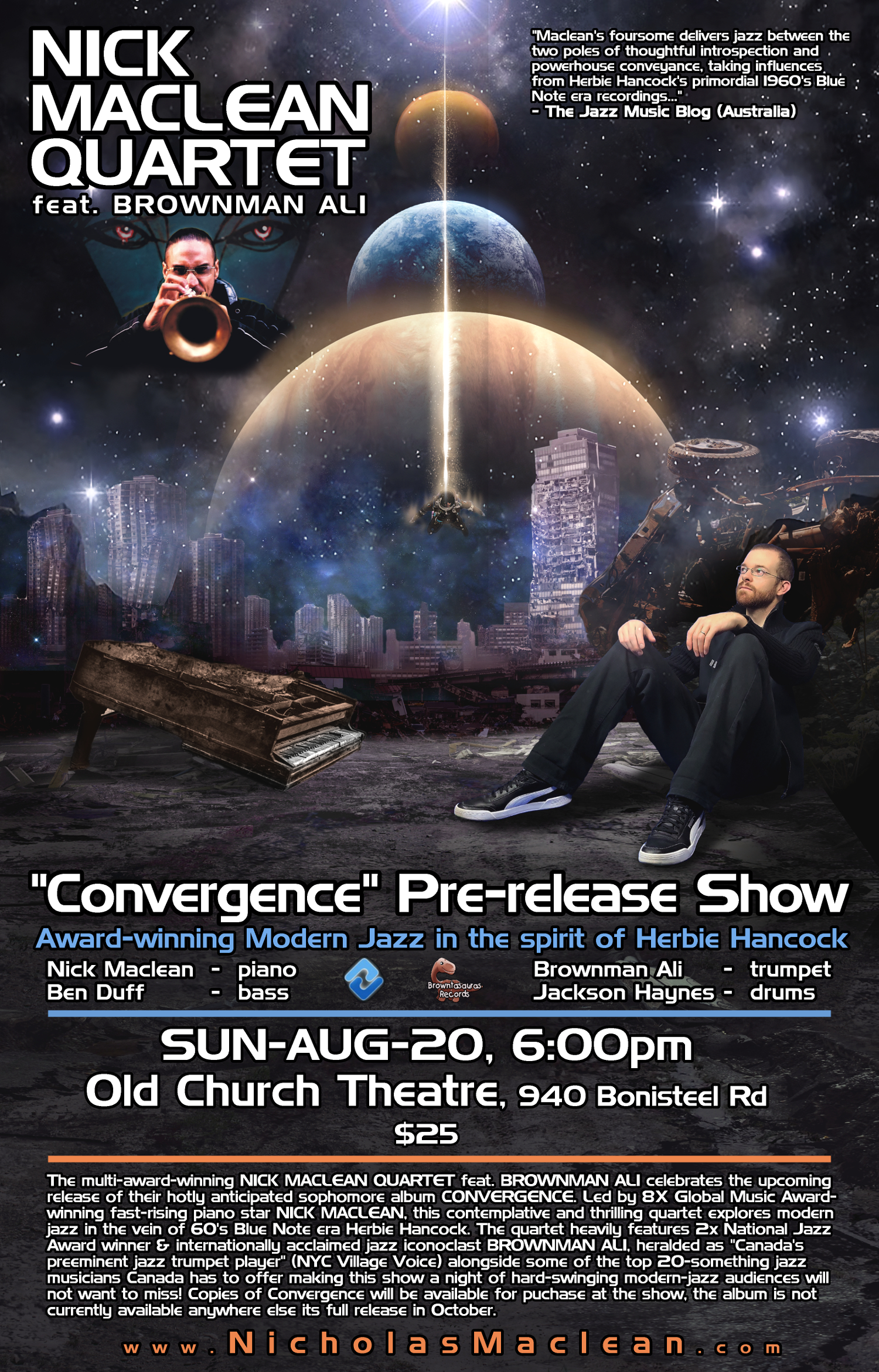 NICK MACLEAN QUARTET Feat. BROWNMAN ALI -- Album Pre-release Show (trenton)