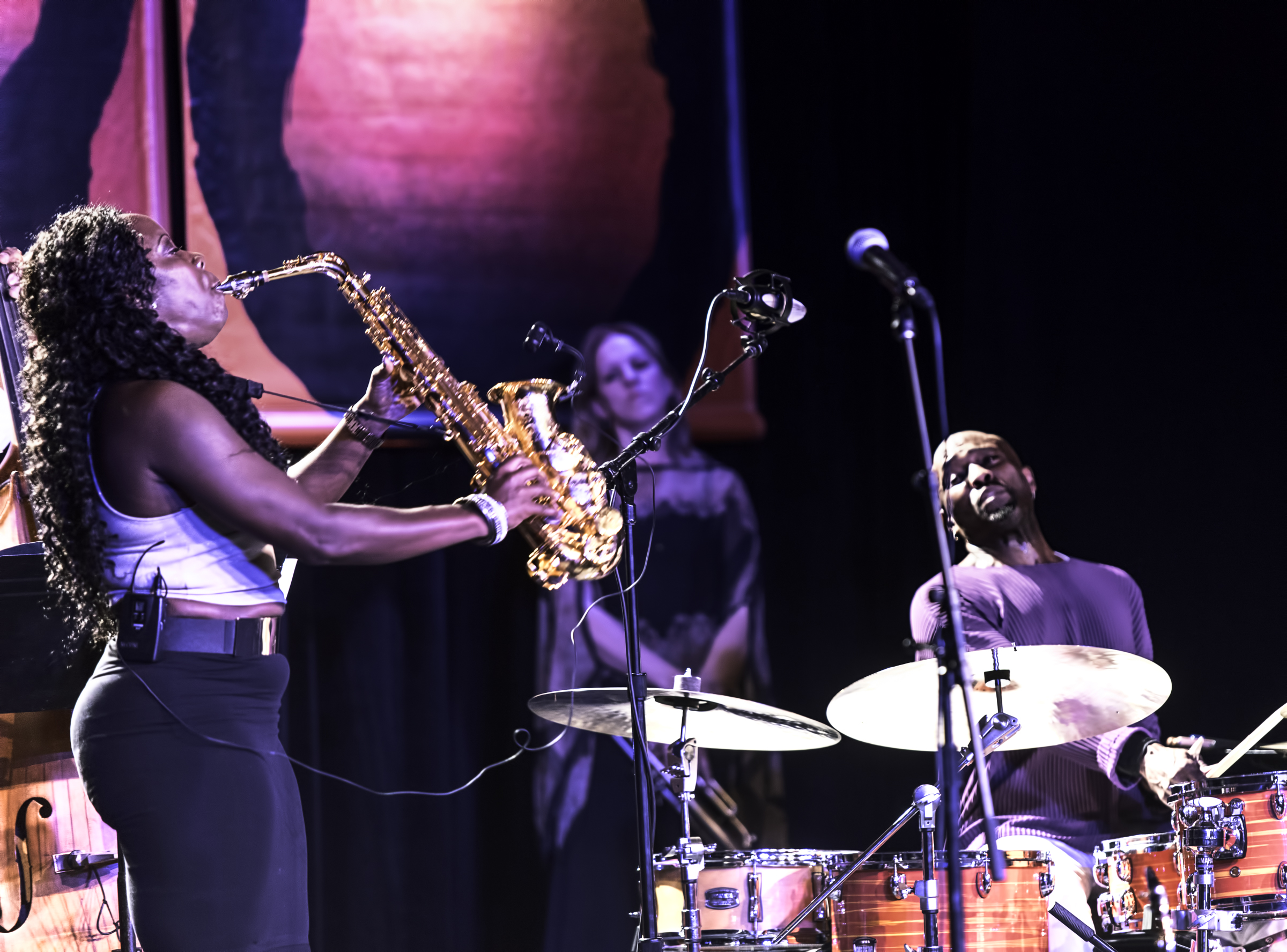 Tia Fuller and Rudy Royston with the Tia Fuller Quintet at the Monterey Jazz Festival