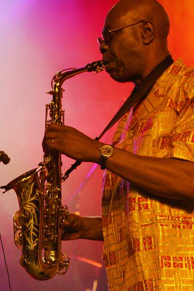 Manu Dibango at the Swiss World Music Festival, Vernier, Geneva, Switzerland,2005