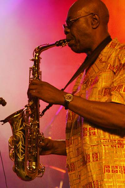 Manu Dibango at the Swiss World Music Festival, Vernier, Geneva, Switzerland,2005