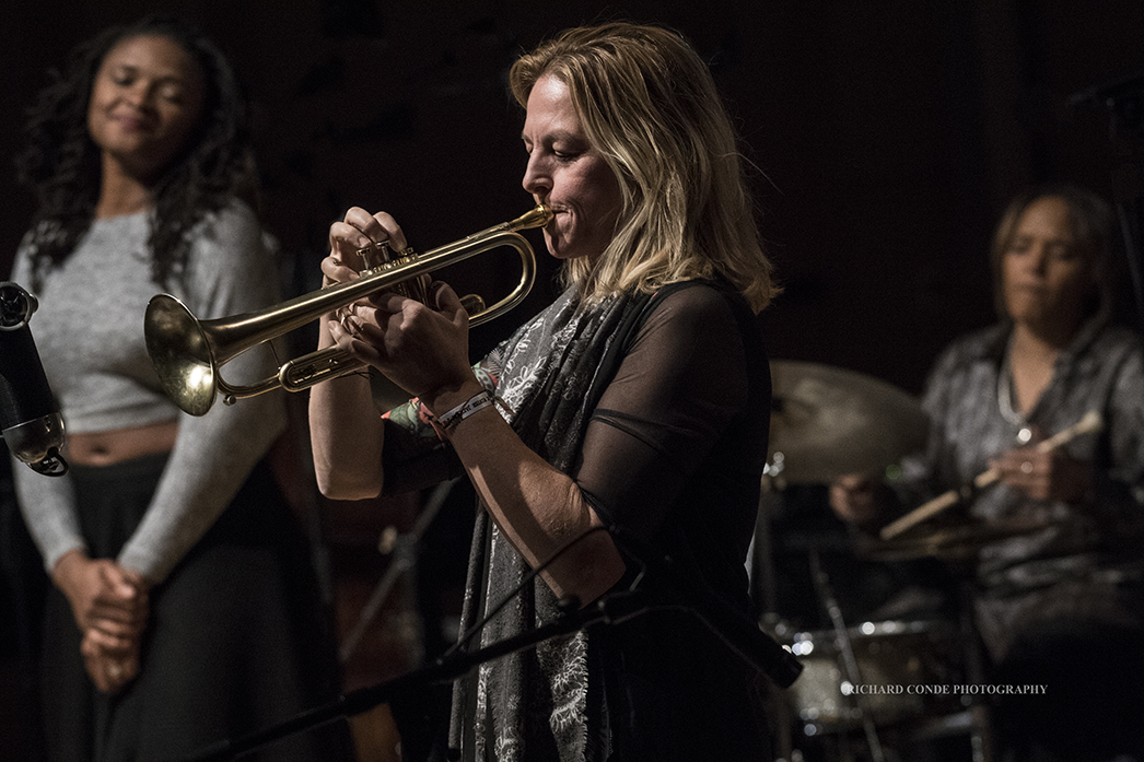 Ingrid Jensen, Lizz Wright and Terri Lynne Carrington at the 2018 Winter Jazz Festival