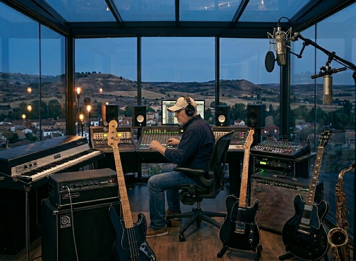 Nacho Valenciaga in the studio control room — jazz photo by Nacho Valenciaga | All About Jazz