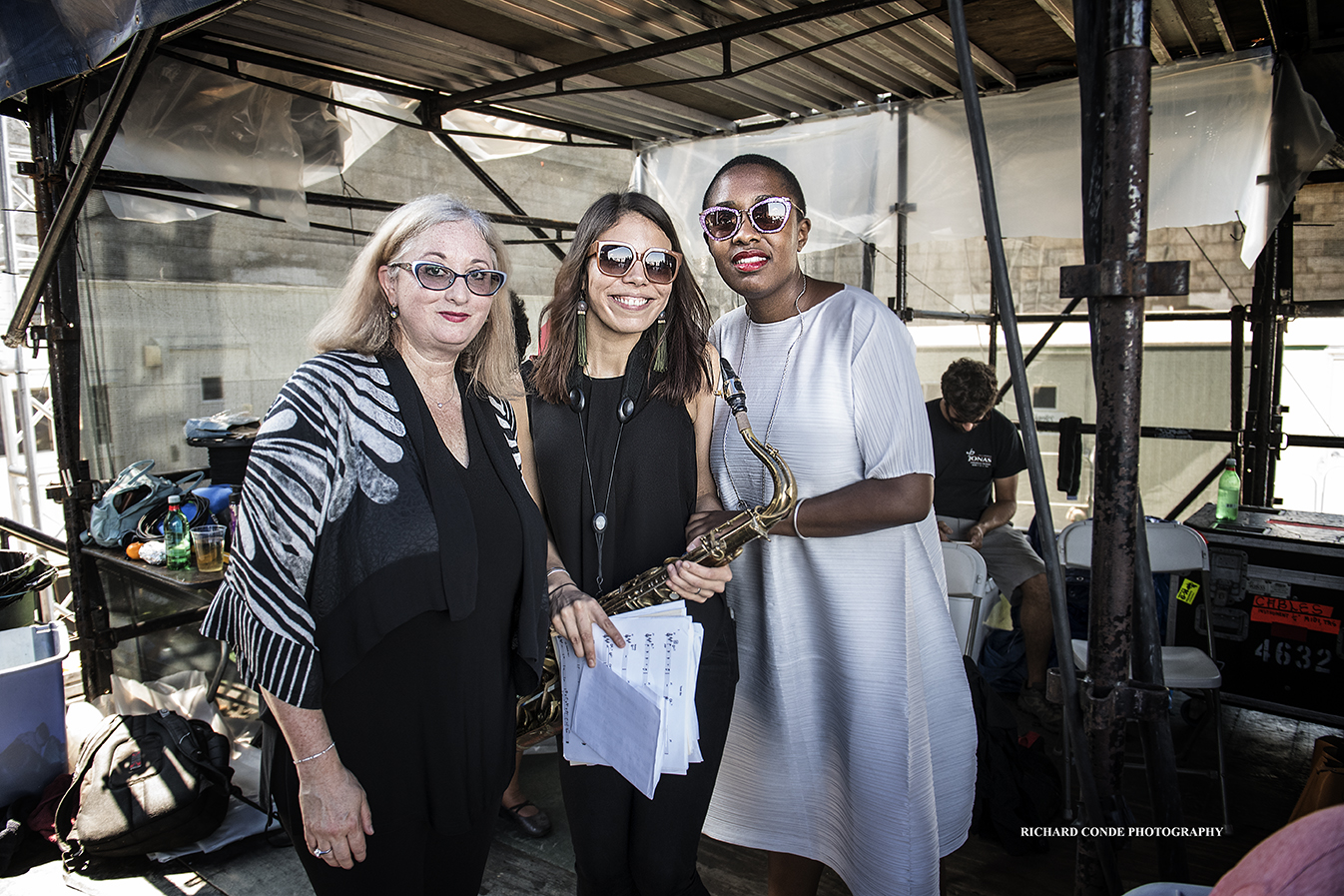 Renee Rosnes Melissa Aldana and Cecile McLorin Salvant at the 2018 Newport Jazz Festival