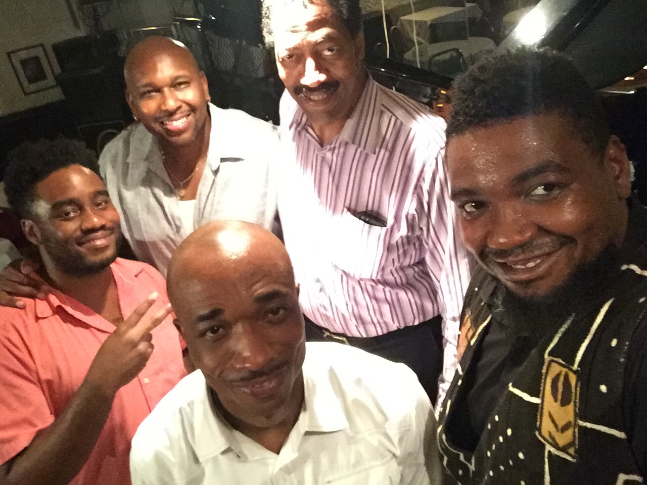 Kenneth Cobb (2nd from R) with (L-R) David Bryant, Abraham Burton, Eric McPherson, Dezron Douglas 