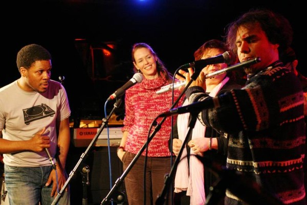 Sylvain Rohner, Unknown Singer, Lian Amber and Freedom Bremner at "The Screaming Headless Torsos Jam Session" at the Sud Des Alp