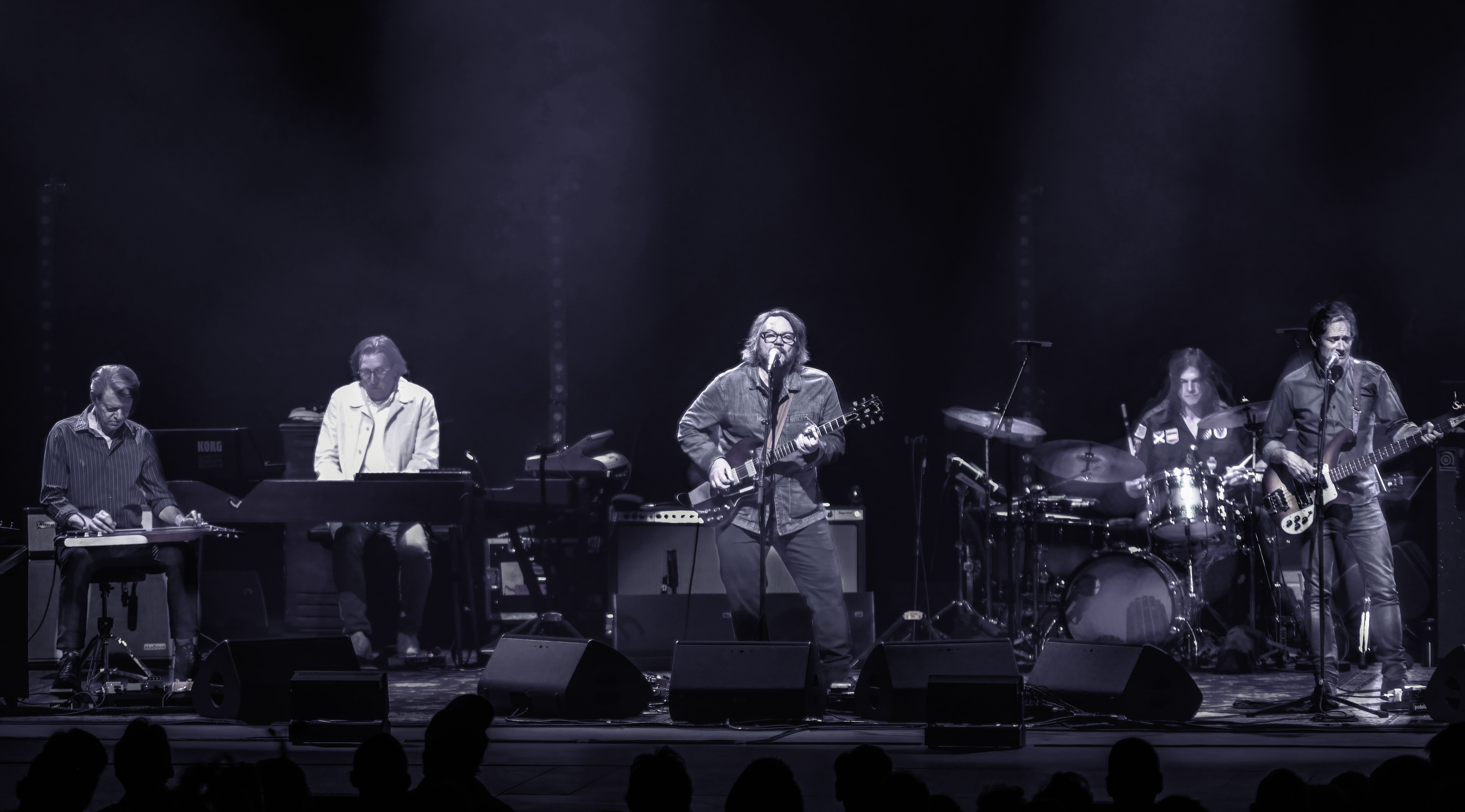 Nels Cline, Jeff Tweedy, Mikael Jorgensen, Glenn Kotche, and John Stirrat with Wilco at the United Palace Theatre in NYC