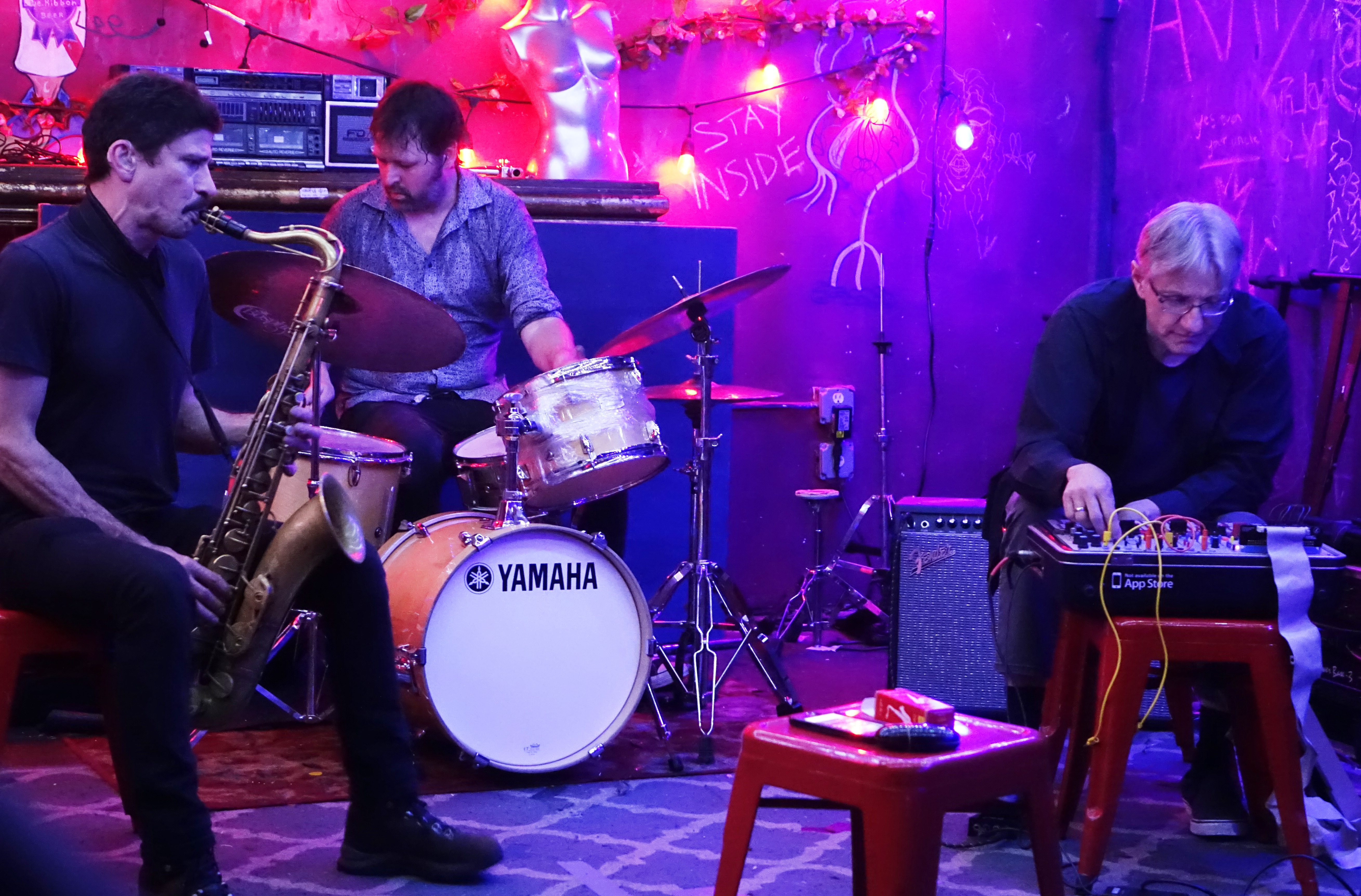 Stephen Gauci, Jeremy Carlstedt and Hans Tammen at the Bushwick Public House, Brooklyn in June 2019