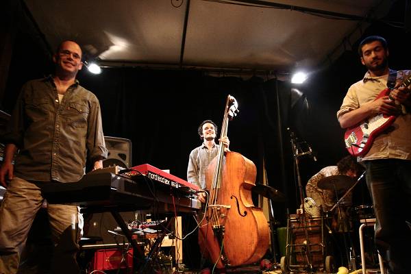 Michel Wintsch, Banz Oester, Cyril Moulas and Beatrice Graf with "Quartier Lointain Feat. Banz Oester" at L'Ecurie, Geneva, Swit