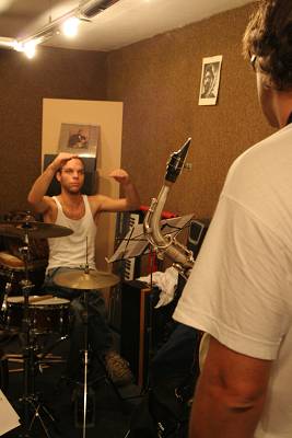 Cyril Regamey and Stefano Saccon During a Rehersal for the Group "Stratometric", Geneva, Switzerland, 2005