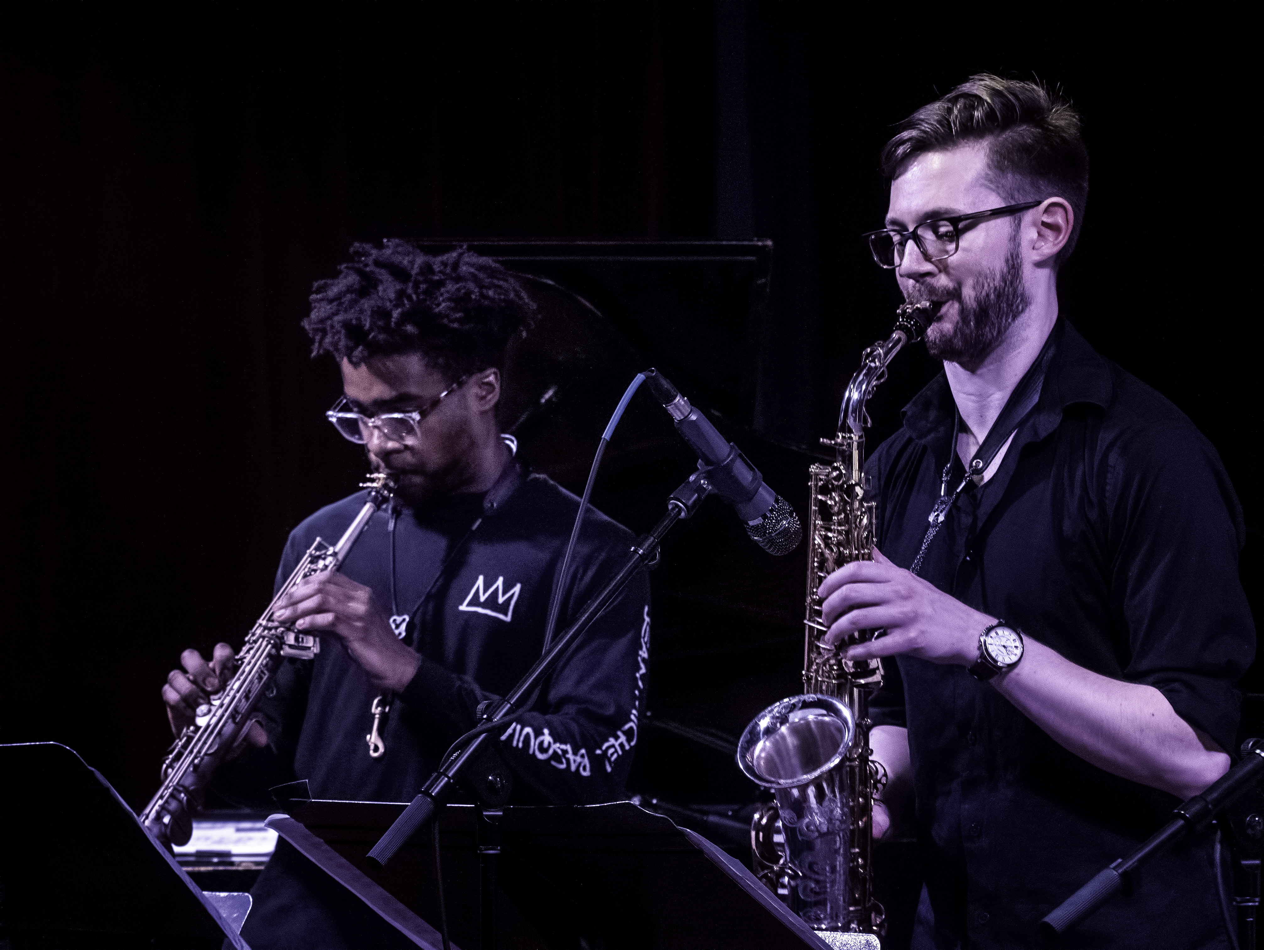 Morgan Guerin and Nathan Reising with the Tyshawn Sorey Sextet at the NYC Jazz Gallery