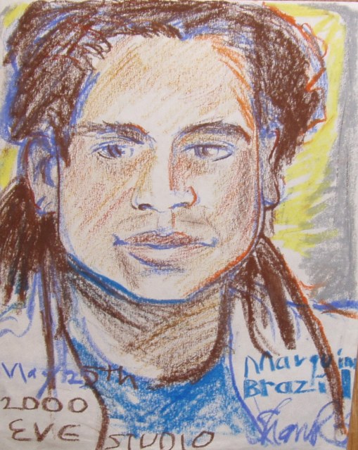 Marquinho Brasil Chalk Pastel on Paper Percussionist/Recording Engineer and Friend This Was Done at Moon Dog Recording Studio I