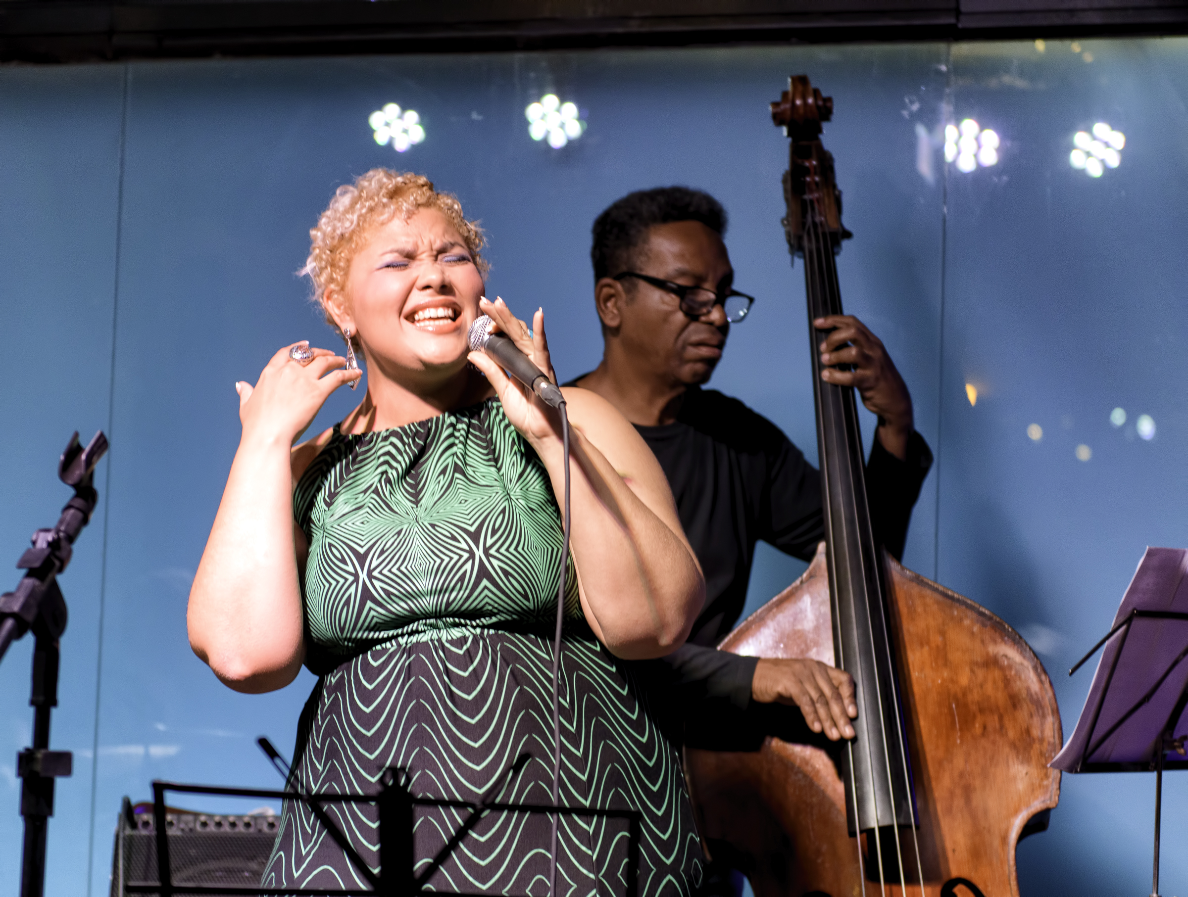 Alma Thomas and Jorge Oscar with the Thiago Trajano Quinteto at the Aqua Bossa Lounge in Rio de Janeiro, Brazil