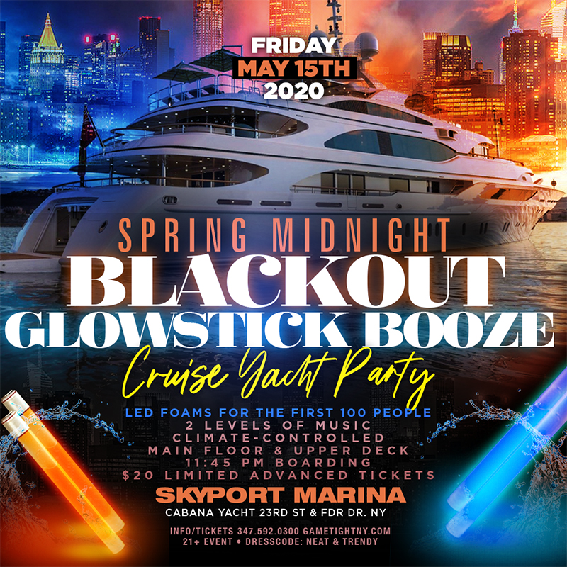 Nyc Spring Midnite Glowsticks Blackout Booze Cruise Yacht Party