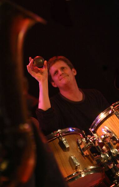 Jim Black and Chris Speed's Saxophone with the "Jim Black - Alasnoaxis" at the Sud Des Alpes, Amr, Geneva, Switzerland, April 20