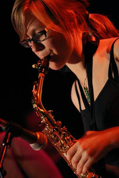Louise Tangermann or Louise Spitzli with the "Little Big Band Workshop Directed by Olivier Magnenat" at the Sud Des Alpes, Amr,