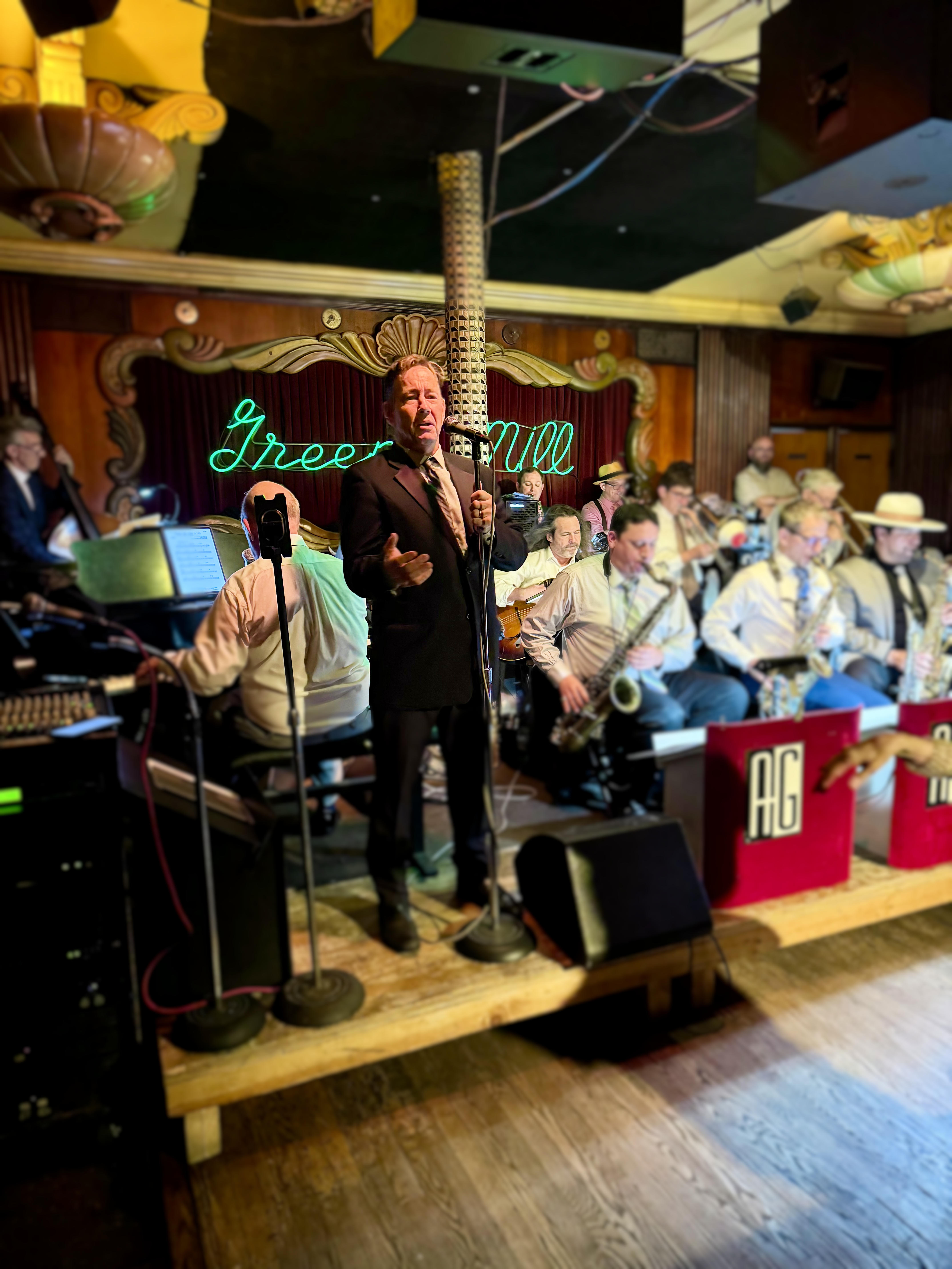 Frank Lamphere on stage at the iconic Green Mill Cocktail Bar in Chicago