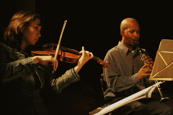 Meg Okura and Greg Tardy with "Swallow-Talmor Sextet, L'Histoire Du Clochard" at Amr, Sud Des Alpes, Geneva, Switzerland,2005