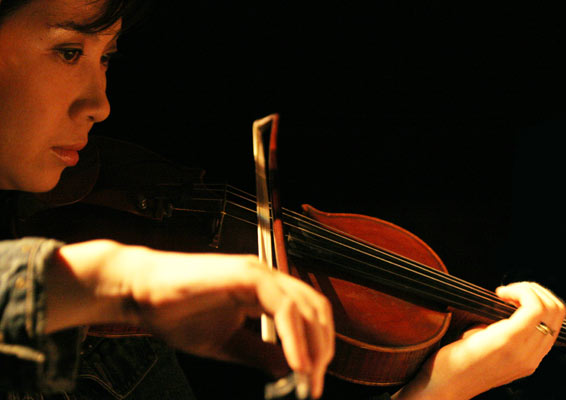 Meg Okura with "Swallow-Talmor Sextet, L'Histoire Du Clochard" at Amr, Sud Des Alpes, Geneva, Switzerland,2005