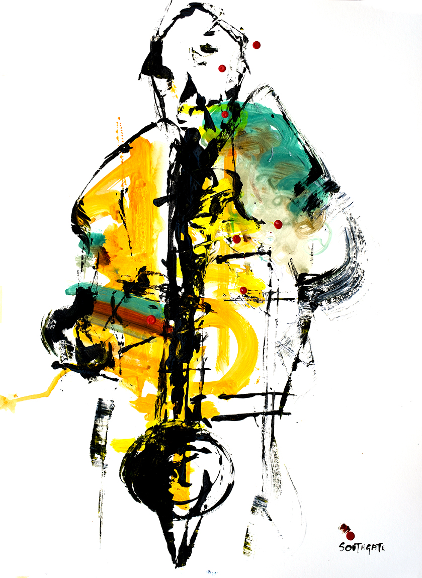 Alan Wilkinson, as interpreted by artist Gina Southgate, live at Telakka Jazz 2025 in Tampere, Finland