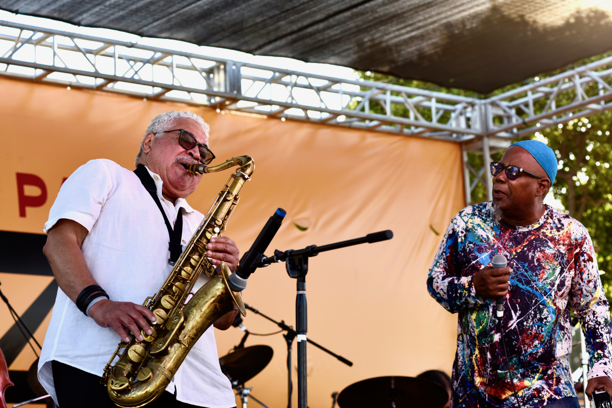 Dwight Trible and Justo Almario at the Leimert Park Jazz Festival 2021