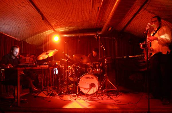 Laurent Peter, Cyril Bondi and Gael Riondel with "Diatribes" at "La Cave Du Sud Des Alpes", Amr, Geneva, Switzerland, 2005