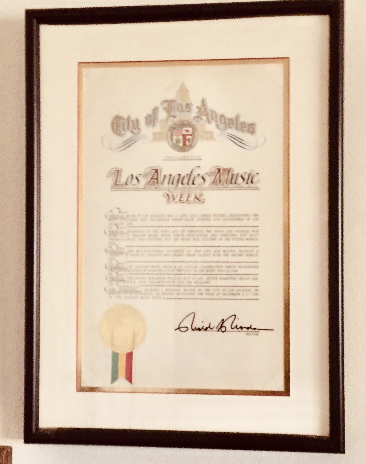 Margie Evans Honoree by L.A. City Council for her community service during Los Angeles Music Week