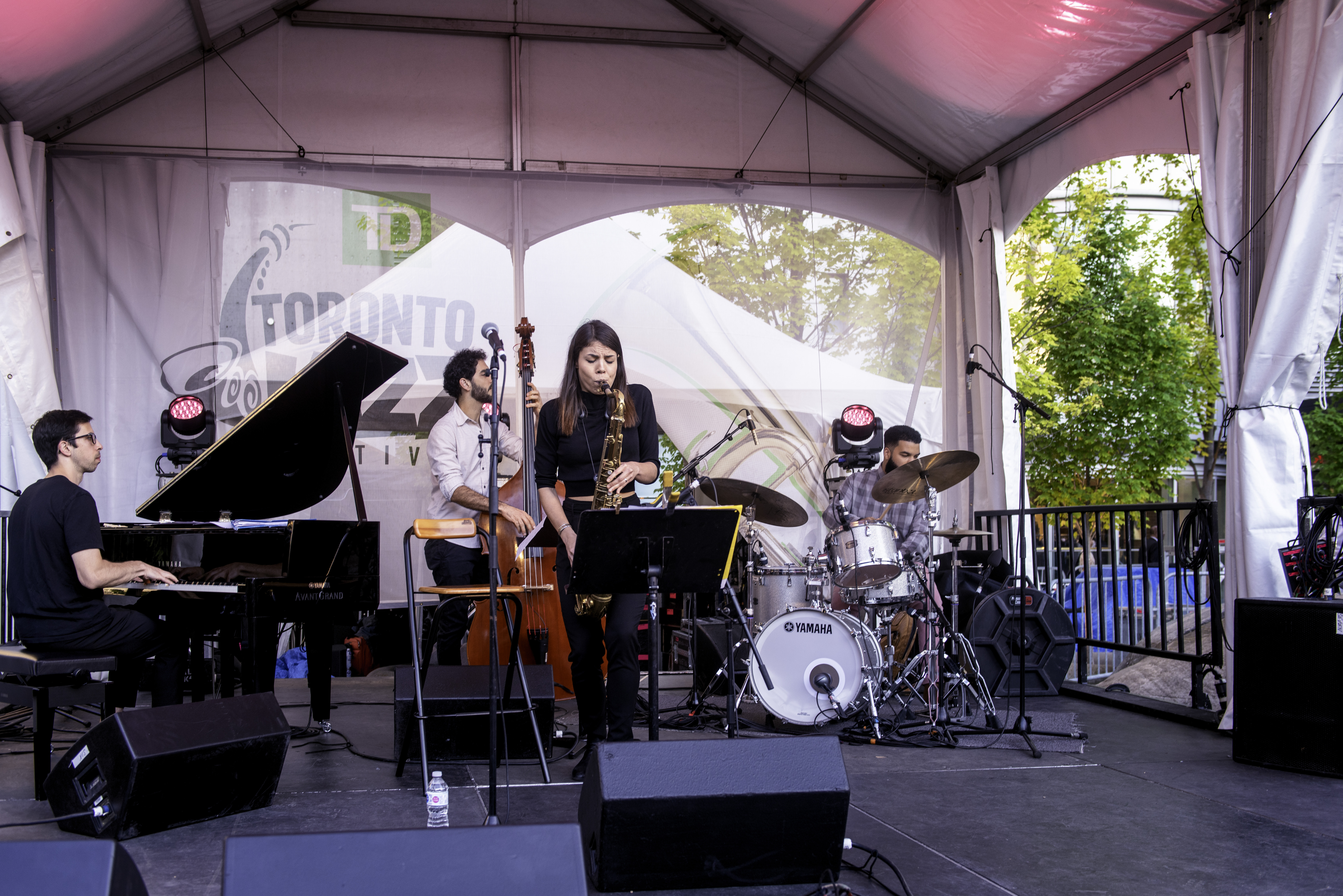 Sam Harris, Pablo Menares, Melissa Aldana and Kush Abadey at the Toronto Jazz Festival 2019