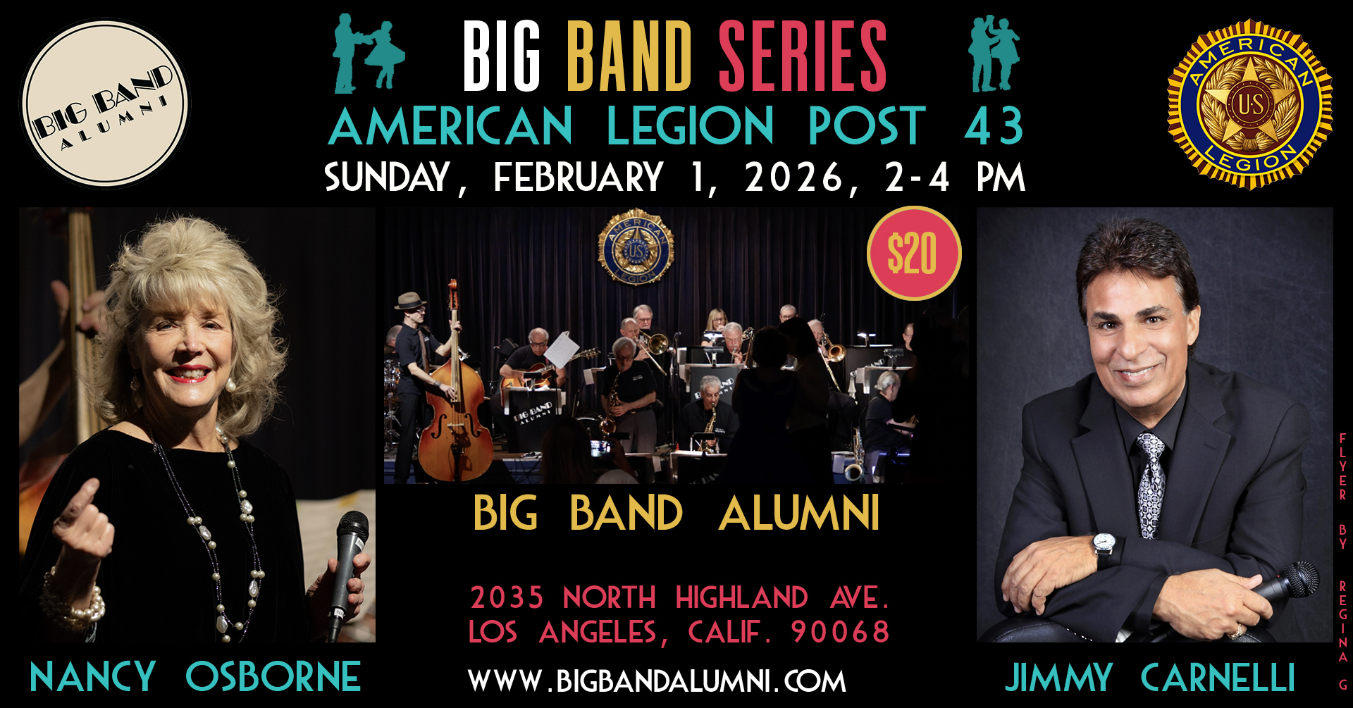 Big Band Alumni Los Angeles performs American Legion Post 43 Hollywood CA Sunday February 1 2026