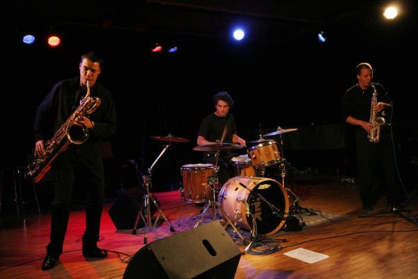 Aina Rakotobe, Nelson Schaer and Manuel Gesseney with "NK" at the Sud Des Alpes, Amr, Geneva, Switzerland, May 2006