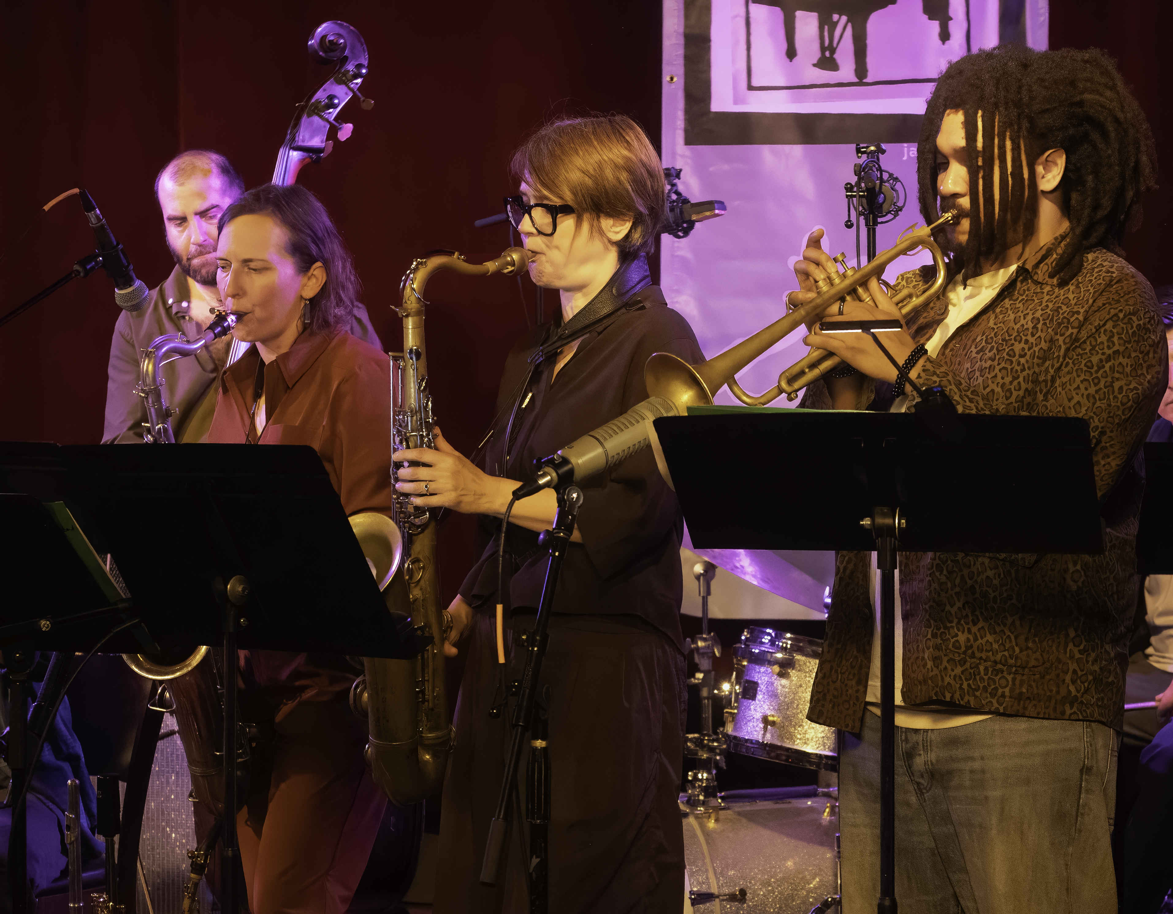 Chris Tordini, Anna Webber, Ingrid Laubrock and Ryan Easter With the Anna Webber Nonet at the NYC Jazz Gallery