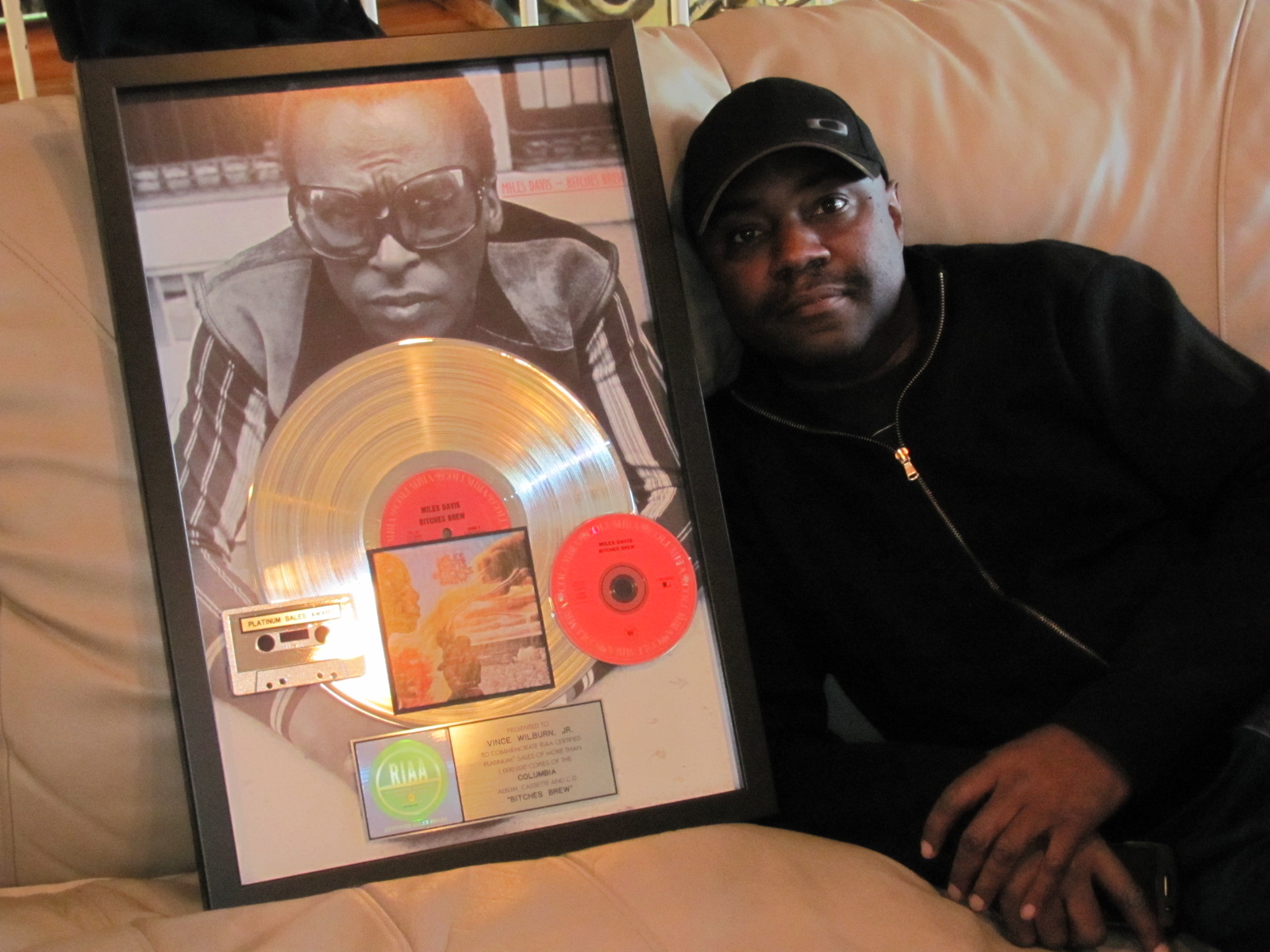 Lenny White with Bitches Brew Platinum Record