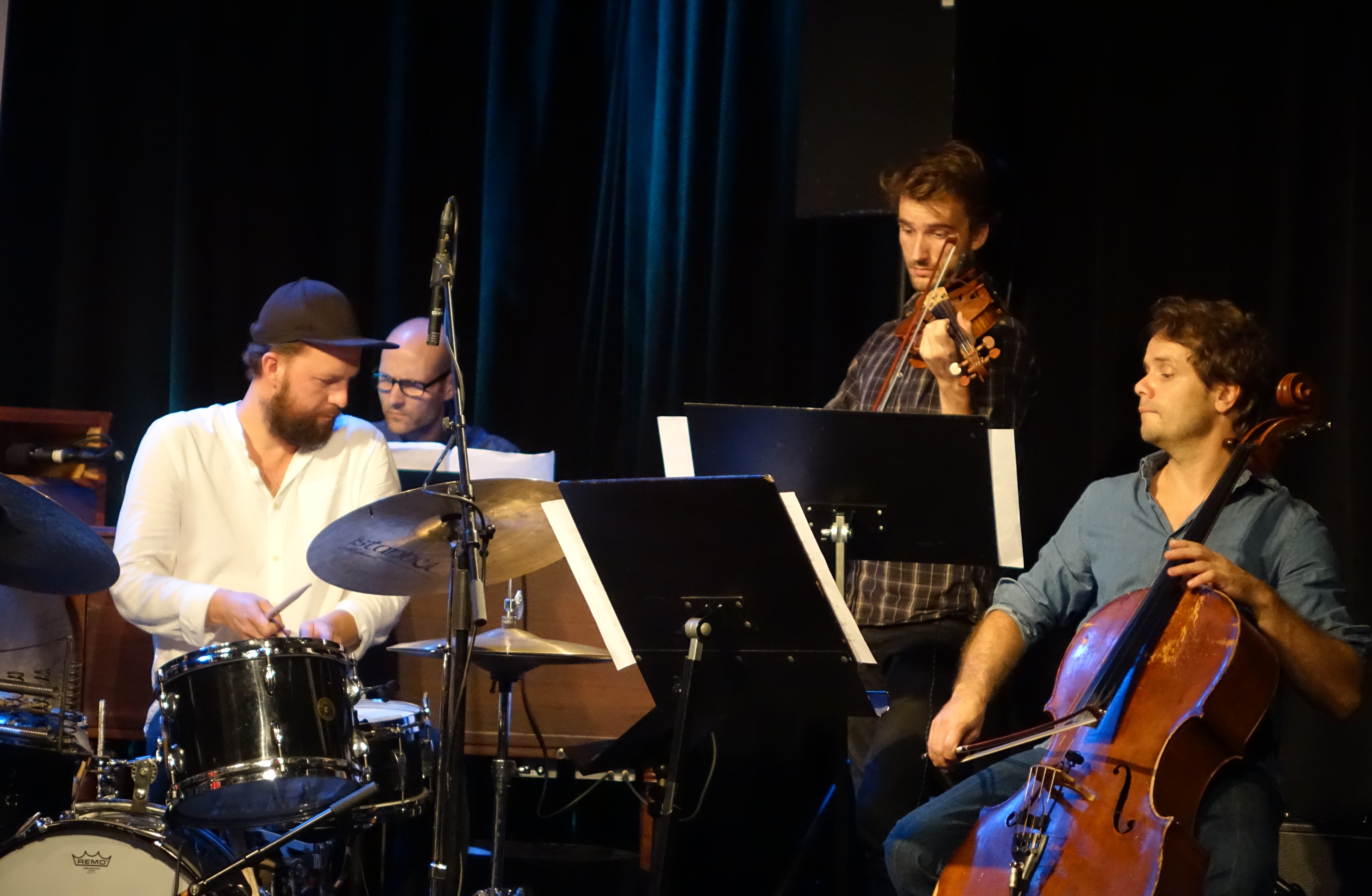 Gard Nilssen, Daniel Formo, Adrian Løseth Waade and Øyvind Engen at Nasjonal Jazzscene Victoria, Oslo in August 2018