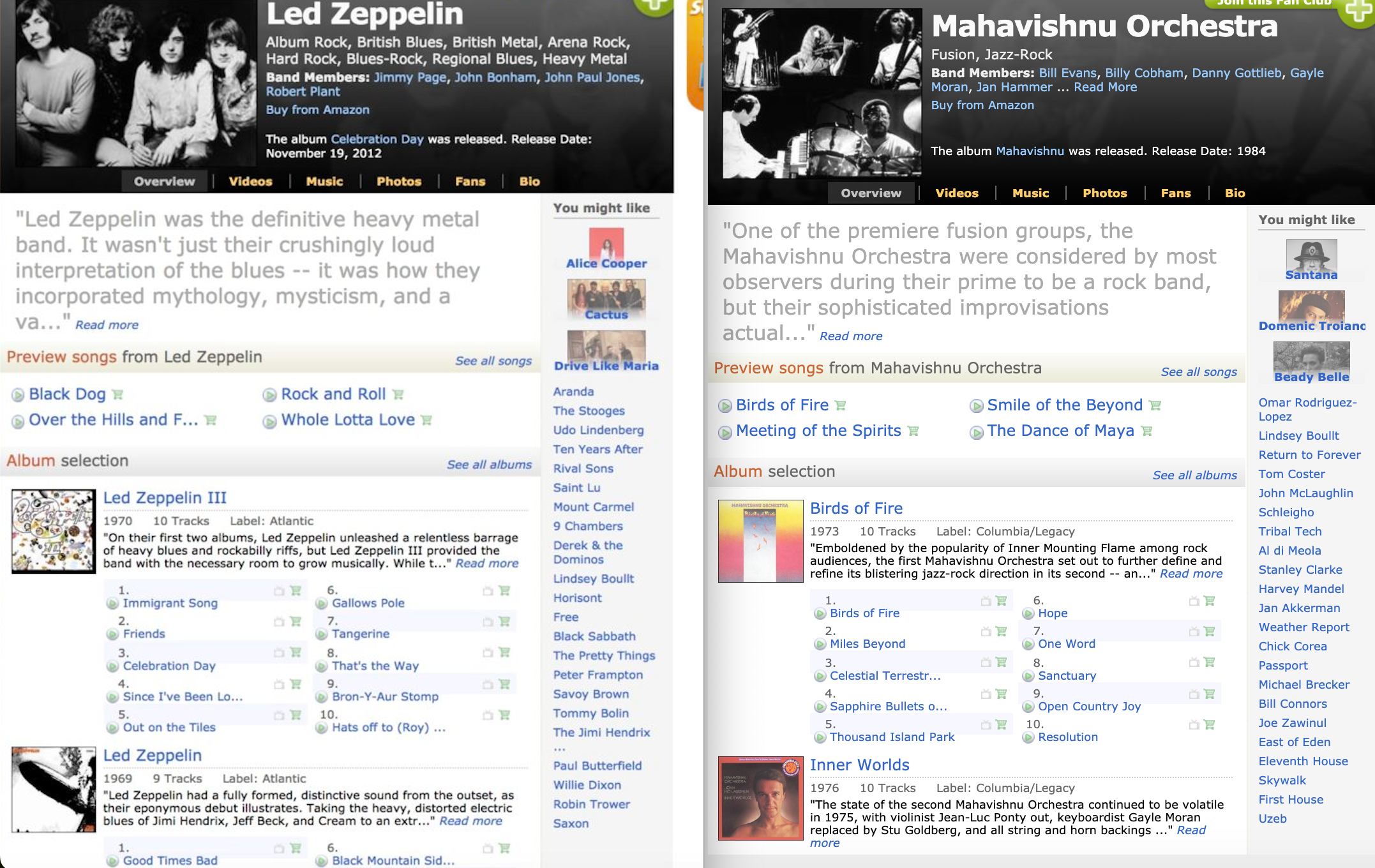 Billboard Led-Zep-MVO-page-LBoullt-Listed-similr-artists 2008-2012 — jazz photo by Lindsey Boullt | All About Jazz