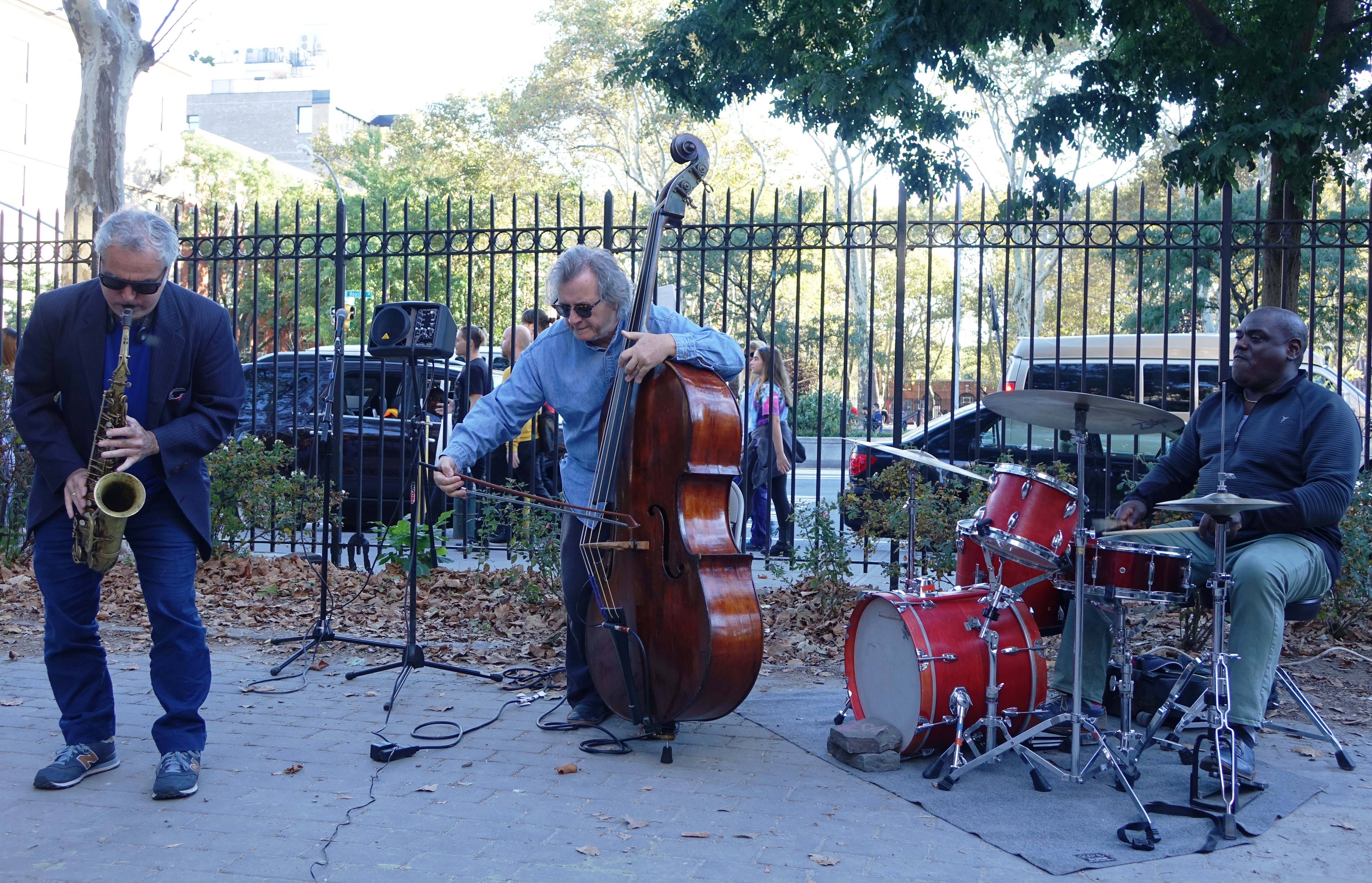 Avram Fefer, Michael Bisio and Michael Wimberly at First Street Green, NYC in October 2017